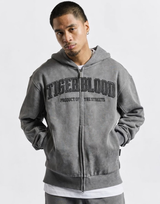 Curved Oversized Zip Hoodie